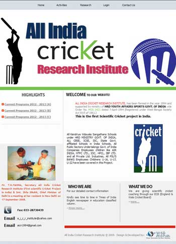 Website Design of All India Cricket Research Institute